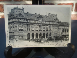 Delcampe - Cpa PARIS Gare Saint-Lazare - Cour De Rome, Précurseur, Timbre Taxe 1906 - Pariser Métro, Bahnhöfe
