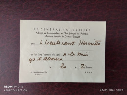 Delcampe - CARTON INVITATION DU GÉNÉRAL CHERRIÈRE ADJOINT AU COMMANDANT EN AUTRICHE - Visitenkarten