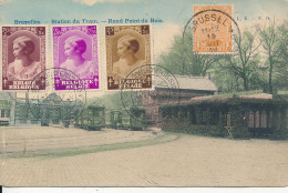 Delcampe - BELGIUM BELGIQUE "JOSEPHINE CHARLOTTE"  FDC SUR JOLIE CP "STATION DU TRAM BRUXELLES ROND POINT DU BOIS" - ....-1951