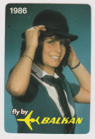 Delcampe - 1986 Bulgaria Bulgarian Airline Carrier BALKAN, Vintage Advertising Plastic Pocket Calendar - Sexy Stewardess /84100 - Petit Format : 1981-90