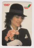 Delcampe - 1987 Bulgaria Bulgarian Airline Carrier BALKAN, Vintage Advertising Plastic Pocket Calendar - Sexy Stewardess /84116 - Petit Format : 1981-90