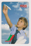 Delcampe - 1988 Bulgaria Bulgarian Airline Carrier BALKAN, Vintage Advertising Plastic Pocket Calendar Boy With Pilot Uniform 84113 - Petit Format : 1981-90