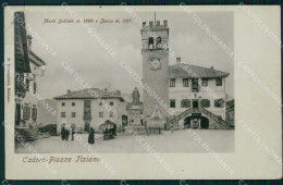 Delcampe - Belluno Pieve Di Cadore Piazza Tiziano RIPARATA PIEGHE Cartolina VK3837 - Belluno