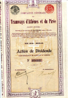 Delcampe - TRAMWAYS D'ATHÈNES Et Du PIRÉE; Action De Dividende - Chemin De Fer & Tramway