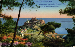 Delcampe - CPA Eze Sur Mer Vue Prise A Travers Les Pins Et Le Pont De La Moyenne Corniche - Eze