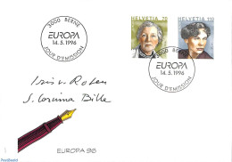 Delcampe - Switzerland 1996 Europa, Famous Women 2v, First Day Cover, History - Europa (cept) - Women - Art - Authors - Storia Postale
