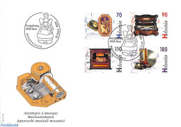 Delcampe - Switzerland 1996 Music Boxes 4v, First Day Cover, Performance Art - Music - Storia Postale