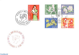 Delcampe - Switzerland 1962 Pro Juventute 5v, First Day Cover, Nature - Ducks - Flowers & Plants - Storia Postale