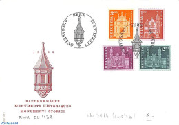 Delcampe - Switzerland 1963 Definitives 4v, First Day Cover, Religion - Churches, Temples, Mosques, Synagogues - Art - Architectu.. - Storia Postale