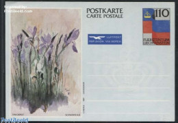 Delcampe - Liechtenstein 1987 Postcard 110Rp, Unused Postal Stationary, Nature - Flowers & Plants - Briefe U. Dokumente