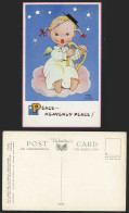 Delcampe - MABEL LUCIE ATTWELL Old Postcard Girl Angel Harp Cloud Peace Heavenly Peace 5653 - Non Classés