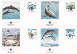 Delcampe - 24745 MNH GUERNSEY 1990 FAUNA MARINA DE GUERNSEY - Delfine