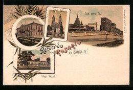 Delcampe - Lithographie Rosario De Santa Fé, Hospital Italiano Garibaldi, Colegio Nacional - Argentina