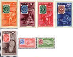 Delcampe - 577609 HINGED COLOMBIA 1959 CENTENARIO DEL SELLO - Pferde