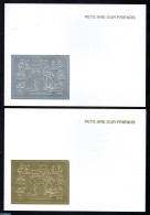 Delcampe - Guyana 1993 Cats & Dogs 2 S/s Silver/gold, White Version, Mint NH, Nature - Cats - Dogs - Guyana (1966-...)