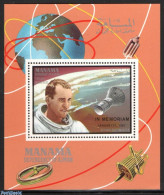 Delcampe - Manama 1969 Edward White Overprint S/s, Mint NH, Transport - Various - Space Exploration - Maps - Geographie