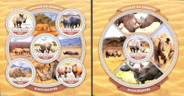 Delcampe - Guinea Bissau 2016 Rhino's 2 S/s, Mint NH, Nature - Animals (others & Mixed) - Rhinoceros - Wild Mammals - Guinea-Bissau