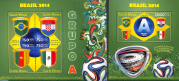 Delcampe - Guinea Bissau 2014 WC Football, Group A 2 S/s, Mint NH, Sport - Football - Guinea-Bissau