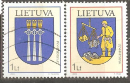 Delcampe - Lithuania: Full Set Of 2 Used Stamps. Town's Coats Of Arms. 2005. Mi#869-70 - Timbres