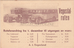 Delcampe - VEGUSDALRUTEN A.J. ENGESLAND - Prices Cardboard - Automobiles - Autres & Non Classés