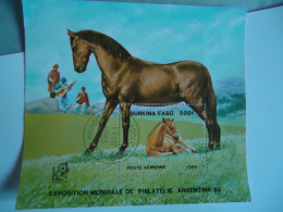 Delcampe - BURKINA FASO USED  STAMPS  SHEET   HORSES 1985 - Cavalli