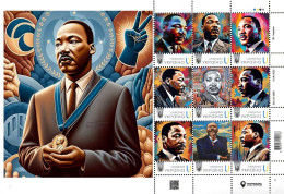 Delcampe - Ukraine 2024, USA History, Martin Luther King, Art, Sheetlet Of 9v - Ukraine