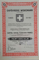 Delcampe - Orfèvrerie Wiskemann - Forest-Bruxelles - Part Sociale - Fondée En 1872 - Autres & Non Classés