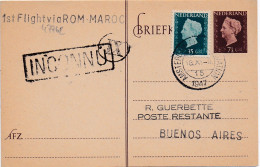 Delcampe - 47762# CARTE 1st FLIGHT VIA ROME MAROC TO BUENOS AIRES ARGENTINE AMSTERDAM 1947 INCONNU ENTIER POSTAL STATIONERY - Luftpost
