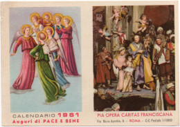 Delcampe - Calendario 1961 Pia Opera Caritas Franciscana - Nouvel An