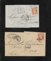 Delcampe - 1863 / 1868 FRANKREICH ► 1.Lettre Bordeaux à Dax / 2.Lettre Paris à Coucy-le-Château - 1871-1875 Ceres