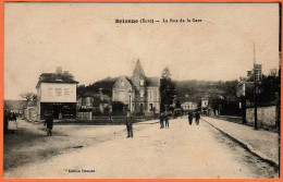 Delcampe - 27 - B34756CPA - BRIONNE - La Rue De La Gare - épicerie Plot - Très Bon état - EURE - Autres & Non Classés
