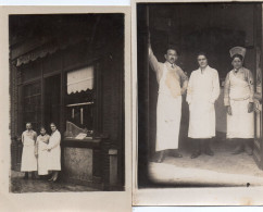Delcampe - 2 Cartes Photo D'une Famille De Boucher Charcutier En Tablier Parisien - Kunsthandwerk
