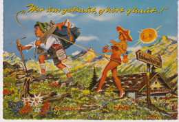 Delcampe - Humour Humorous Postcard Carte Postale Humoristique Bandes Dessinées BD Comics Man Climbing With His Sexy Semi Nude Girl - Humour