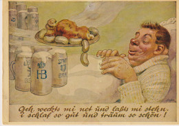 Delcampe - Humour Humorous Postcard Carte Postale Humoristique Bandes Dessinées BD Comics Man Dreaming Of Beer Mugs And Sausages - Humour
