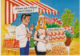 Delcampe - Humour Humorous Postcard Carte Postale Humoristique Bandes Dessinées BD Comics Sexy Man And Woman At The Fruit Stand - Humour