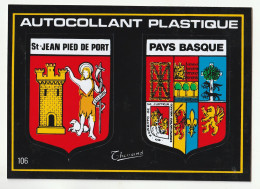 Delcampe - BLASON ECUSSON ADHESIF DE SAINT JEAN PIED DE PORT EN PAYS BASQUE - Thann