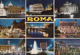 Delcampe - Italia ROMA Vedute Notturne DI Colosseo Trevi Vaticano Oblitérata #PBD680 - Fontana Di Trevi