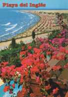Delcampe - ESPAÑA Playa Del Inglés Islas Canarias Playa Turística Con Flores #PBD553 - Gran Canaria