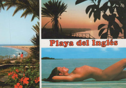 Delcampe - ESPAÑA Playa Del Inglés Gran Canaria Atardecer Tropical Y Bañista #PBD520 - Gran Canaria