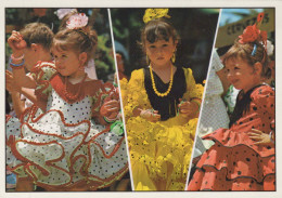 Delcampe - ESPAÑA Niñas Vestidos Flamencos Tradicionales Cultura Española Oblitrada #PBD498 - Madrid