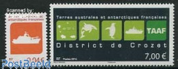 Delcampe - French Antarctic Territory 2014 Definitives 2v, Mint NH, Nature - Transport - Penguins - Sea Mammals - Ships And Boats - Ungebraucht
