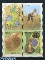 Delcampe - Brazil 2014 Golden Grass From Jalapao 4v [+], Mint NH, History - Various - Flags - Agriculture - Maps - Art - Handicra.. - Neufs