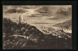 Delcampe - AK Heidelberg, Schloss Von Der Terrasse Bei Mondschein Gesehen - Otros & Sin Clasificación