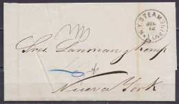 Delcampe - Cuba - L. Datée 5 Julio 1872 De MATANZAS Pour NUEVA YORK Càd New York Bateau "N.Y. STEAMSHIP /JUL 12/ *10*" - Vorphilatelie