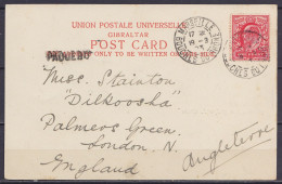 Delcampe - CP Gibraltar Affr. 1d Obl. PAQUEBOT "MARSEILLE /19-3 1903" Pour LONDON Angleterre - Gibraltar