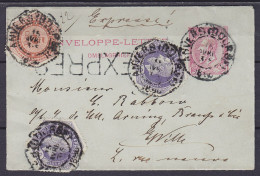 Delcampe - Enveloppe-lettre 10c (N°46) + Télégraphe 2xTG3+TG9 En EXPRES Càd Octogon. "ANVERS (BOURSE) /15 AVRIL 188?" Pour E/V - Buste-lettere