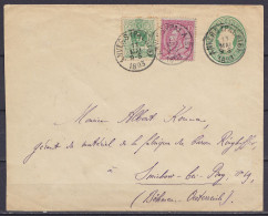 Delcampe - EP Lettre 10c Vert Oval + N°46+45 Càd ANVERS (PALAIS) /11 MAI 1893 Pour SMICHOW-bei-PRAG (Böhmen - Oesterreich) (au Dos: - Buste