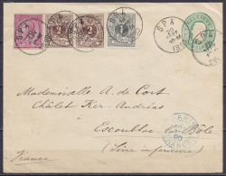 Delcampe - EP Lettre 10c Vert Oval + N°46+43+44x2 Càd SPA /20 SEPT 1890 Pour ESCOUBLAC-LA-BÔLE (La Baule-Escoublac) Càd "PARIS /20 - Buste