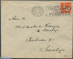 Delcampe - Netherlands Indies 1935 Envelope To Soerabaja With Soerabaja 1935 Mark And Telefoneren Gaatvlukker Mark. + Paketvaart .. - Telecom