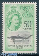 Delcampe - Tristan Da Cunha 1961 50c, Shark, Stamp Out Of Set, Unused (hinged), Nature - Fish - Sharks - Fische